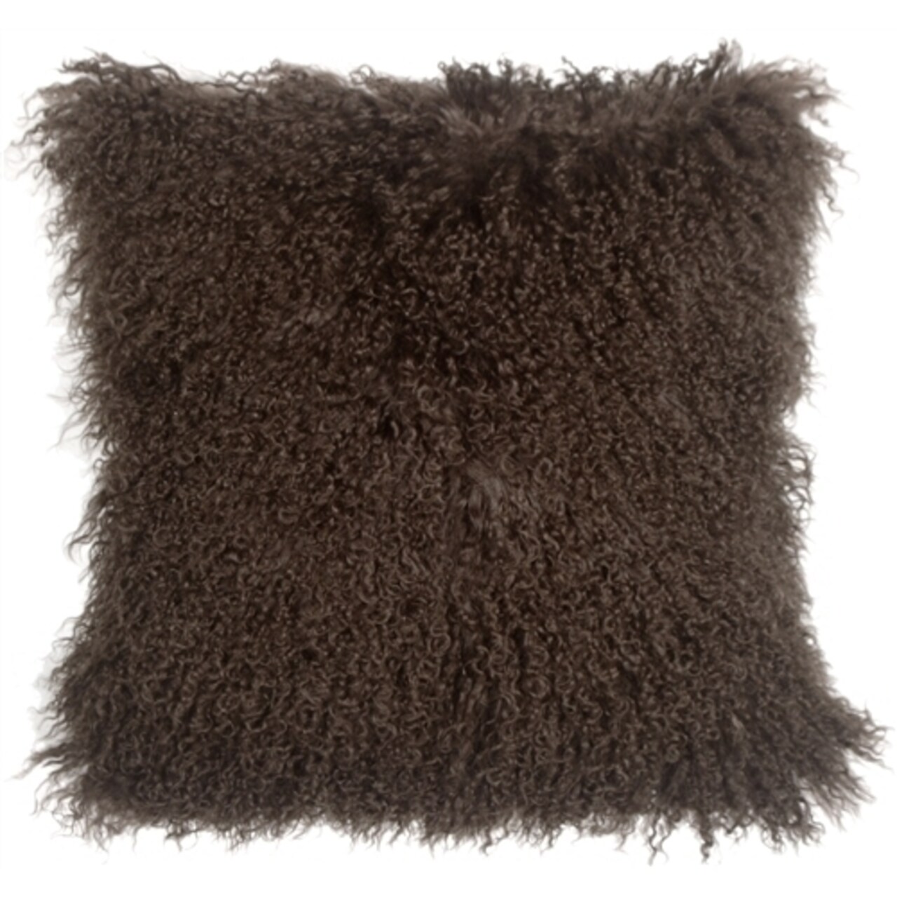 Pillow Decor - Mongolian Sheepskin Chocolate Brown Throw Pillow